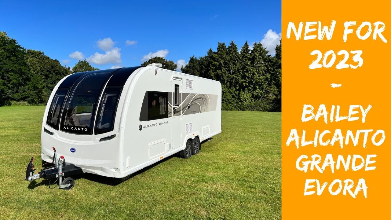 NEW for 2023 - Bailey Alicanto Grande Evora - 4-berth, 8ft-wide twin-axle caravan - YouTube