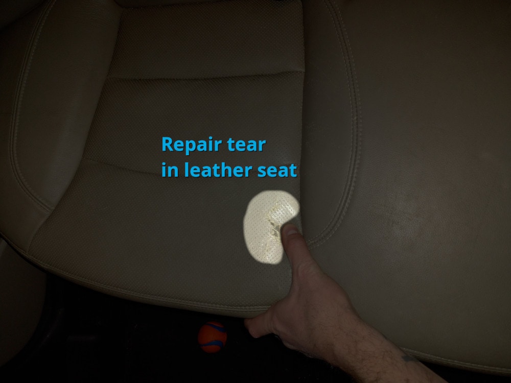 déchirure du siège auto en cuir