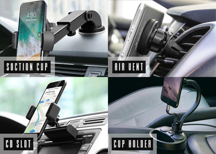 4 types différents de support pour téléphone de voiture